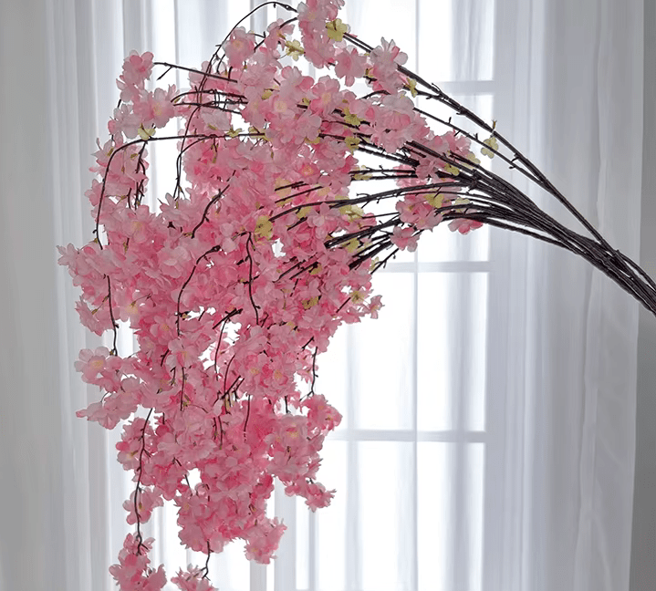 Dramatic 4ft Pink, White & Peach Cherry Blossom Branch SILK Flowers - The Floral Gallery