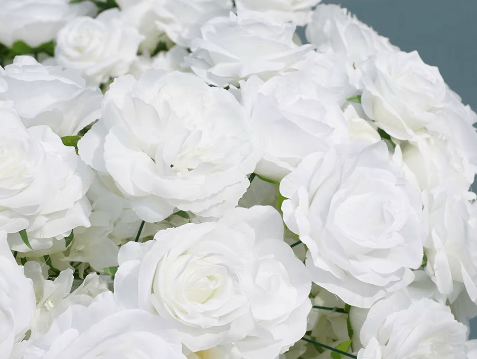 Dramatic 4ft White SILK Roses Table Centrepiece With Gold Stand - The Floral Gallery