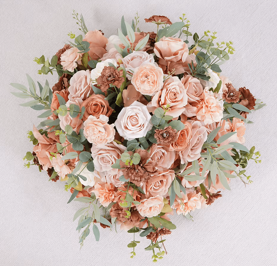 Dusky Pink Coffee SILK Flower Display Ball Table Centerpiece - The Floral Gallery