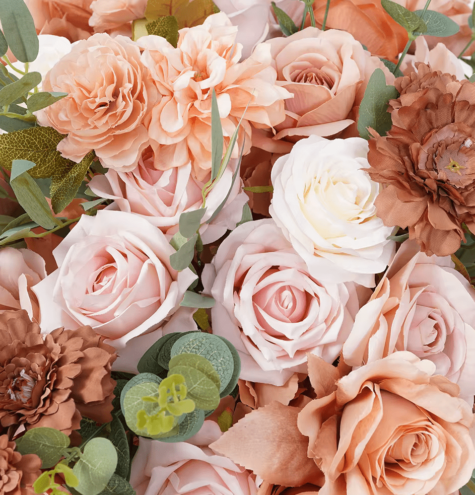 Dusky Pink Coffee SILK Flower Display Ball Table Centerpiece - The Floral Gallery