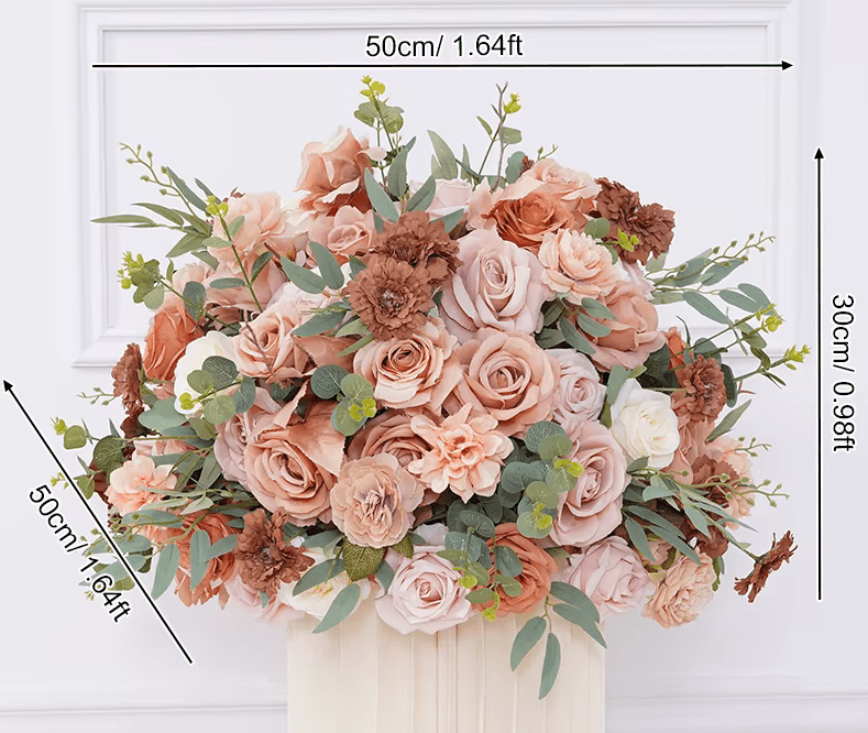 Dusky Pink Coffee SILK Flower Display Ball Table Centerpiece - The Floral Gallery
