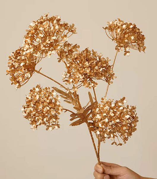 Golden Bouquet Silk Artificial Flowers Roses Ginko Leaf Long Stem - The Floral Gallery