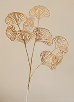 Golden Bouquet Silk Artificial Flowers Roses Ginko Leaf Long Stem - The Floral Gallery