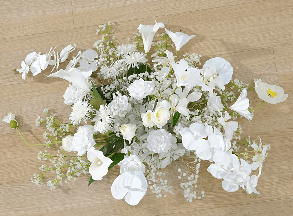 Gorgeous White Lily & Orchid 50cm SILK Table Display & Hanging Flowers - The Floral Gallery