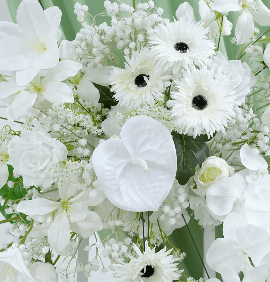 Gorgeous White Lily & Orchid 50cm SILK Table Display & Hanging Flowers - The Floral Gallery