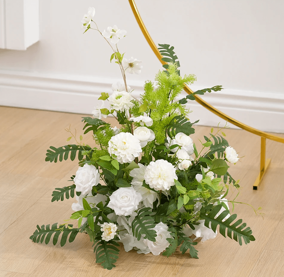 Gorgeous White Roses & Hydrangea Silk Flower Wedding Display - The Floral Gallery