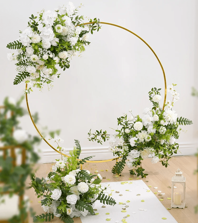 Gorgeous White Roses & Hydrangea Silk Flower Wedding Display - The Floral Gallery