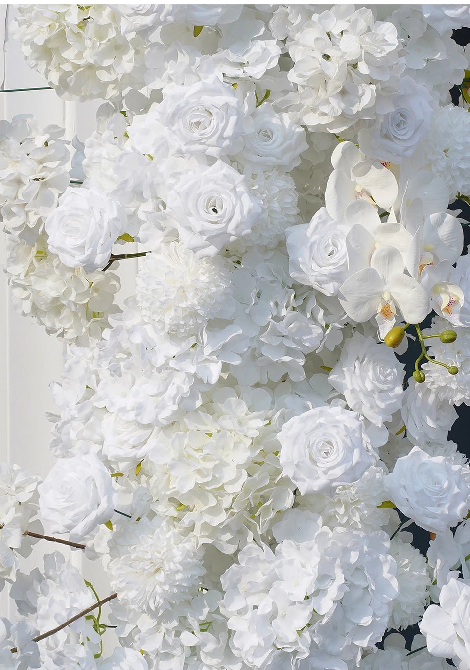 Gorgeous White Roses & Orchids Silk Flower Wedding Venue Display - The Floral Gallery