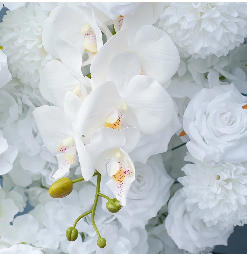 Gorgeous White Roses & Orchids Silk Flower Wedding Venue Display - The Floral Gallery