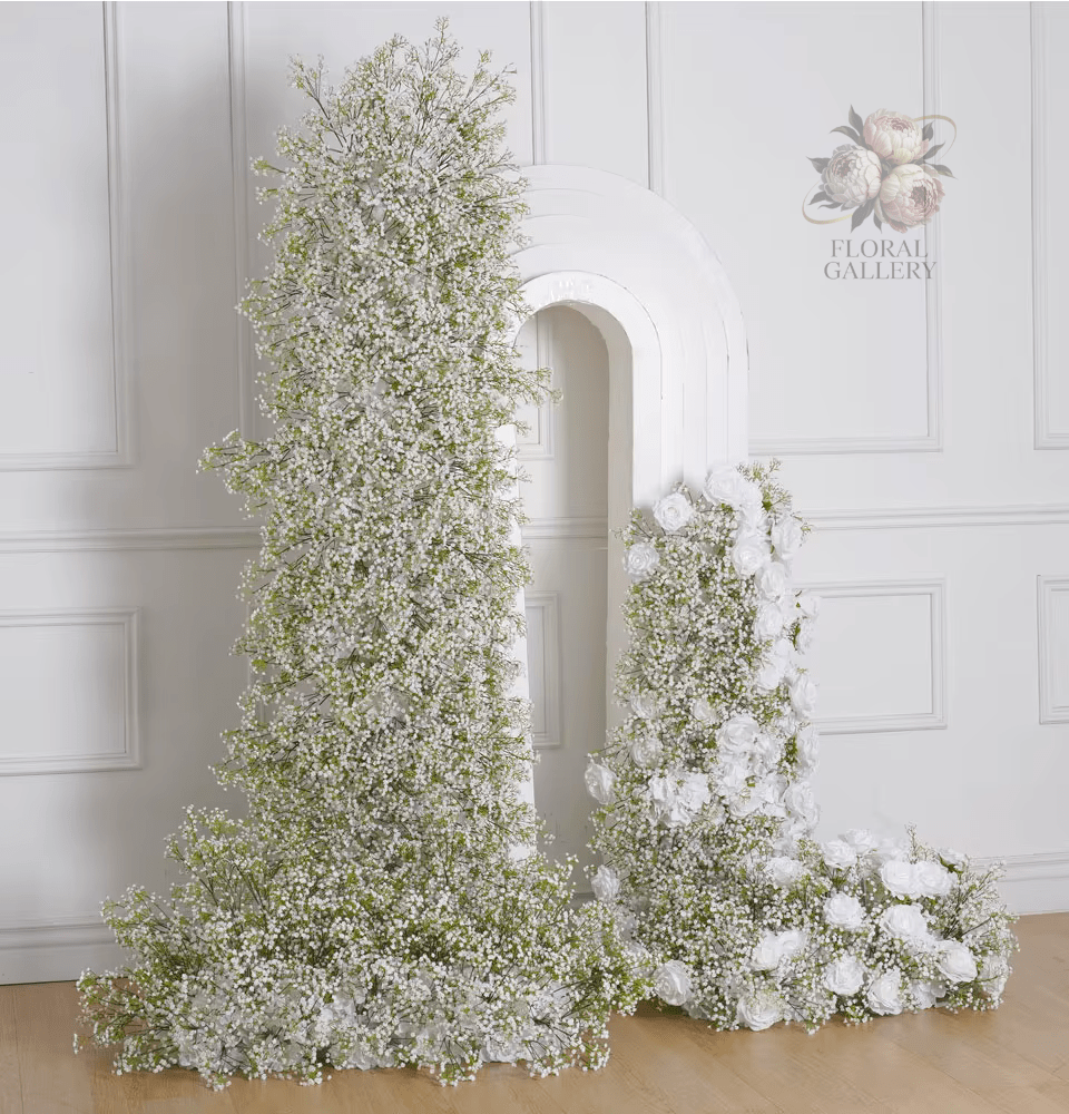 Gypsophila & White Roses Baby's Breath Large 7ft Silk Display Flowers - The Floral Gallery