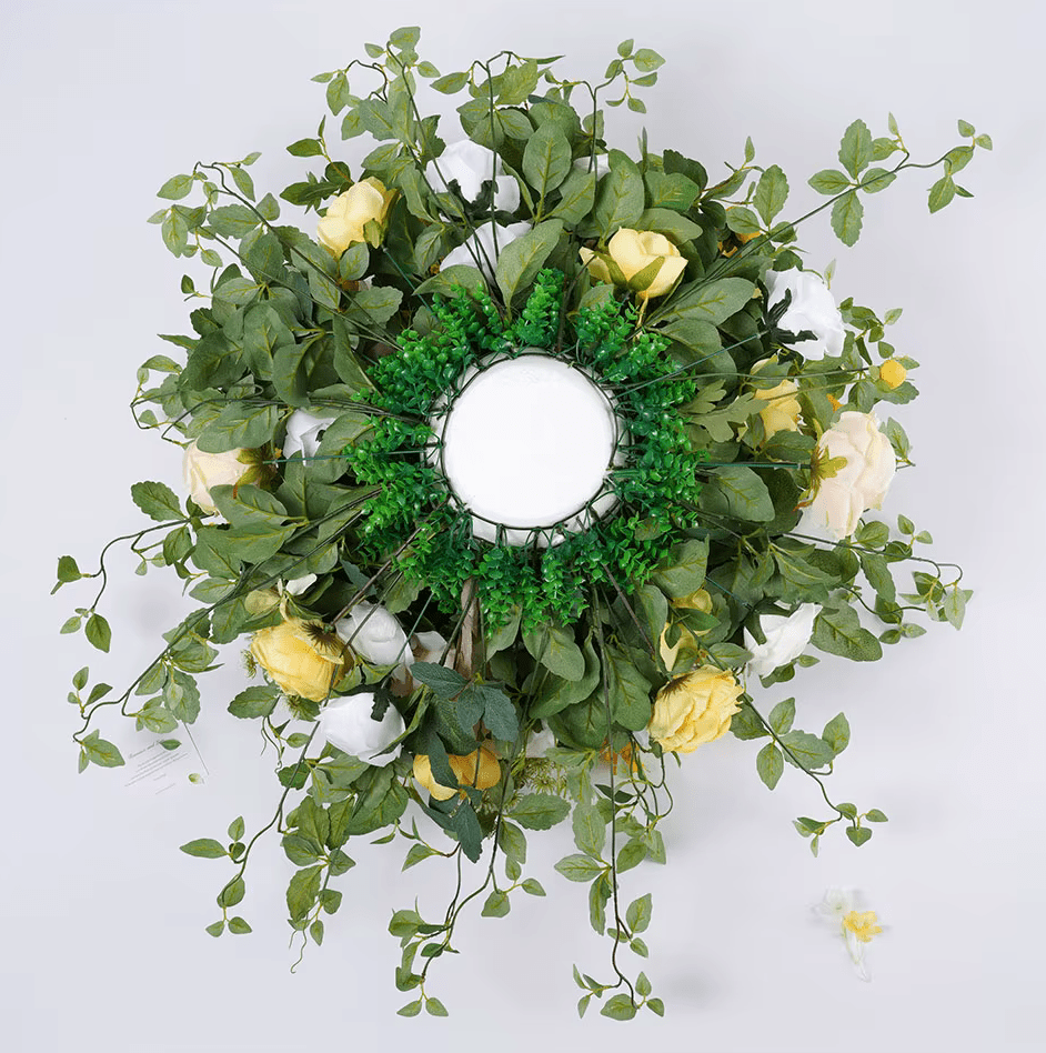 Large 2ft Premium SILK Flower Display Table Centerpiece Yellow White Roses - The Floral Gallery