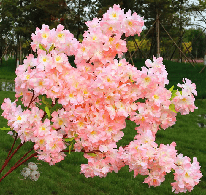 Large Cherry Blossom SILK Arficial Flowers 105cm Stem Multi Head - The Floral Gallery