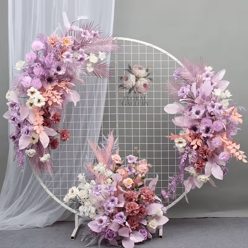 Large Circle White Metal 7ft 200cm Flower or Balloon Display Stand - The Floral Gallery