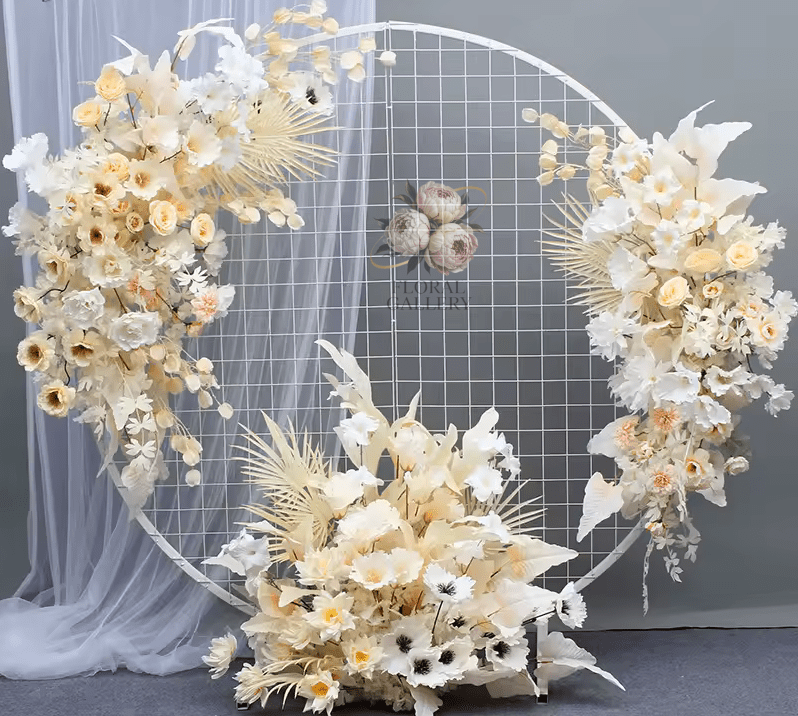 Large Circle White Metal 7ft 200cm Flower or Balloon Display Stand - The Floral Gallery