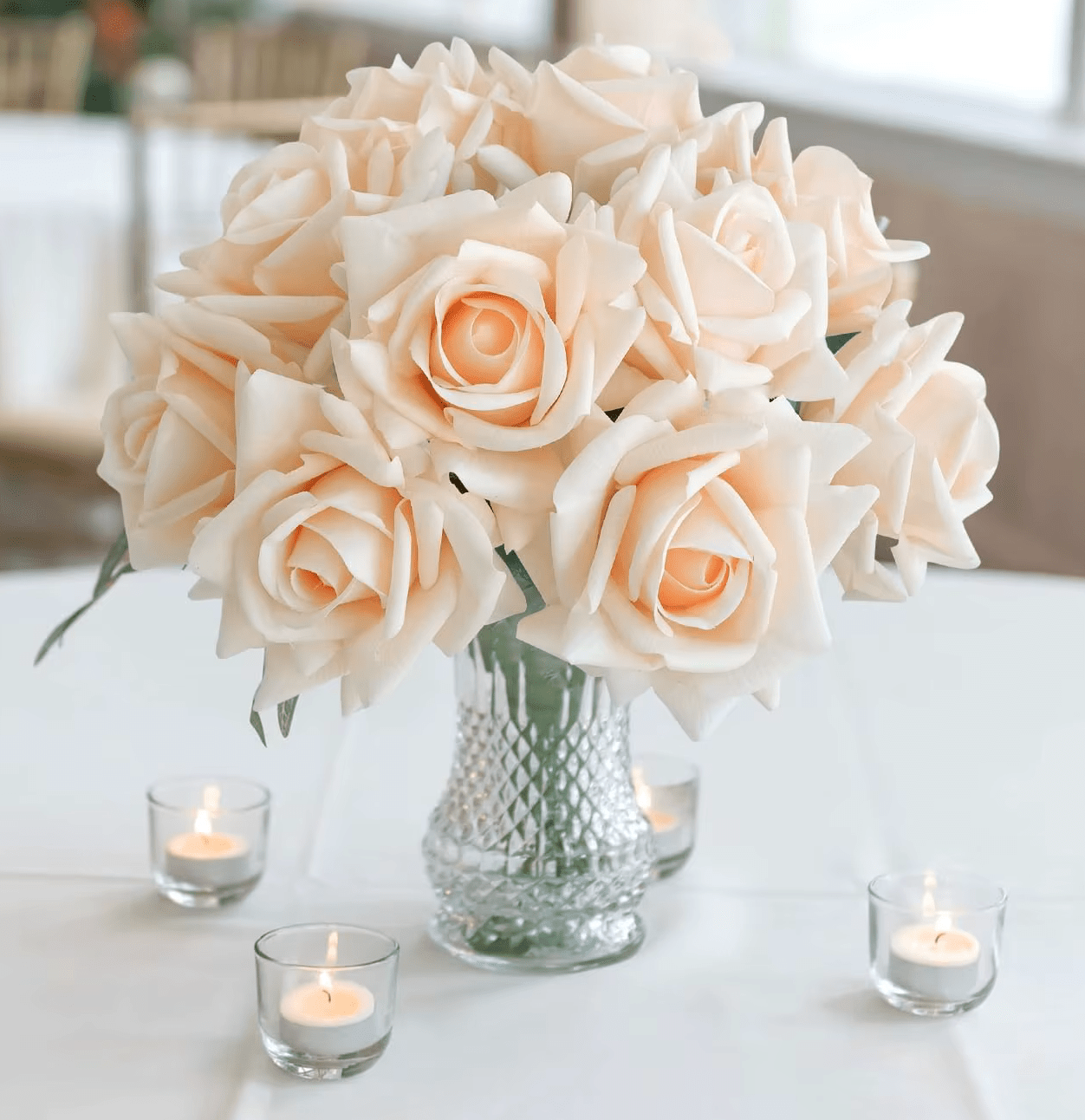 Large Head Pink or Champagne ROSES Bouquet x 10 Flowers - The Floral Gallery