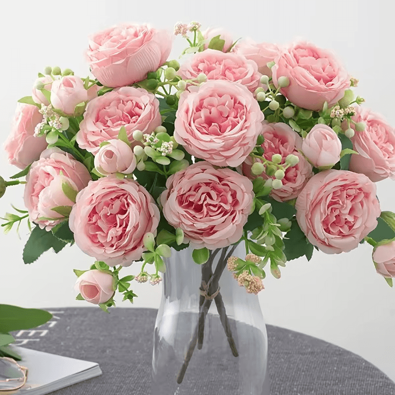 Large Head Pink Roses & Peony Bouquet x 10 Flowers - The Floral Gallery