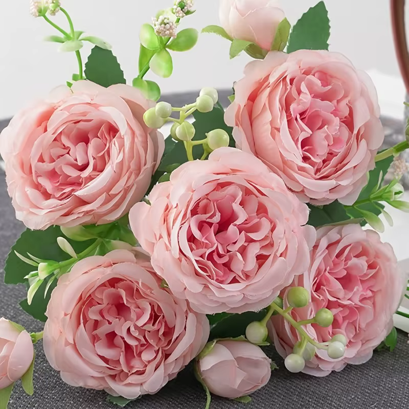 Large Head Pink Roses & Peony Bouquet x 10 Flowers - The Floral Gallery