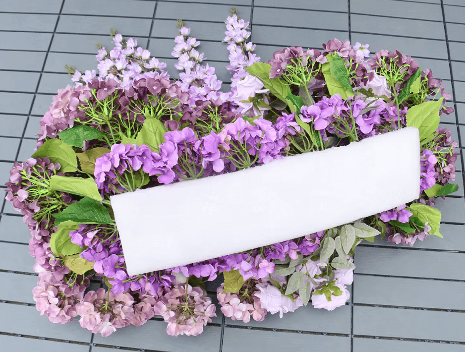 Large Purple SILK Display Wall Artificial Flowers Delphinium Roses - Also in White - The Floral Gallery