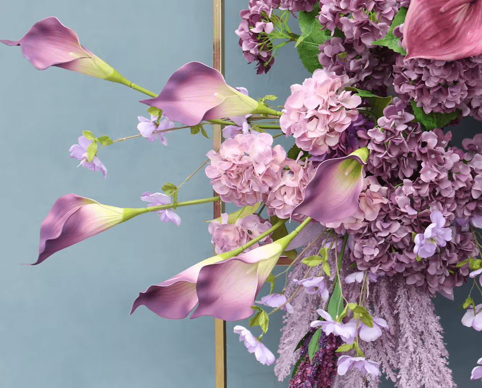 Large Purple SILK Display Wall Artificial Flowers Delphinium Roses - Also in White - The Floral Gallery