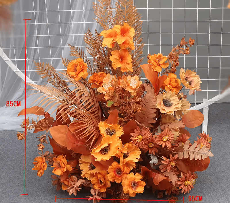Large Size Orange Coffee Brown Premium SILK Flower Display - The Floral Gallery