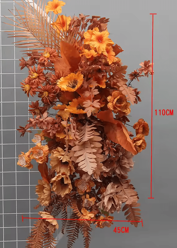Large Size Orange Coffee Brown Premium SILK Flower Display - The Floral Gallery