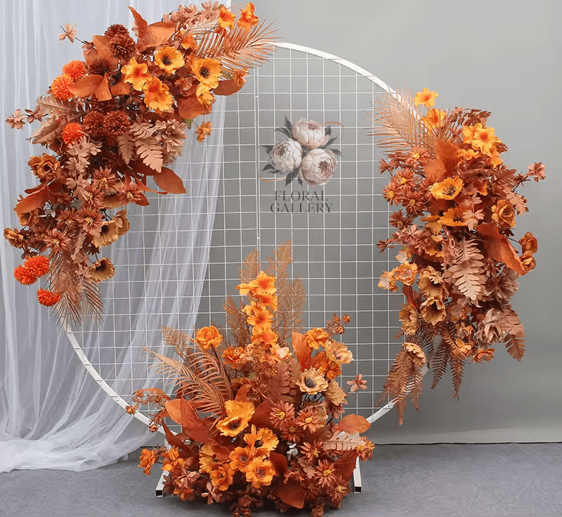 Large Size Orange Coffee Brown Premium SILK Flower Display - The Floral Gallery