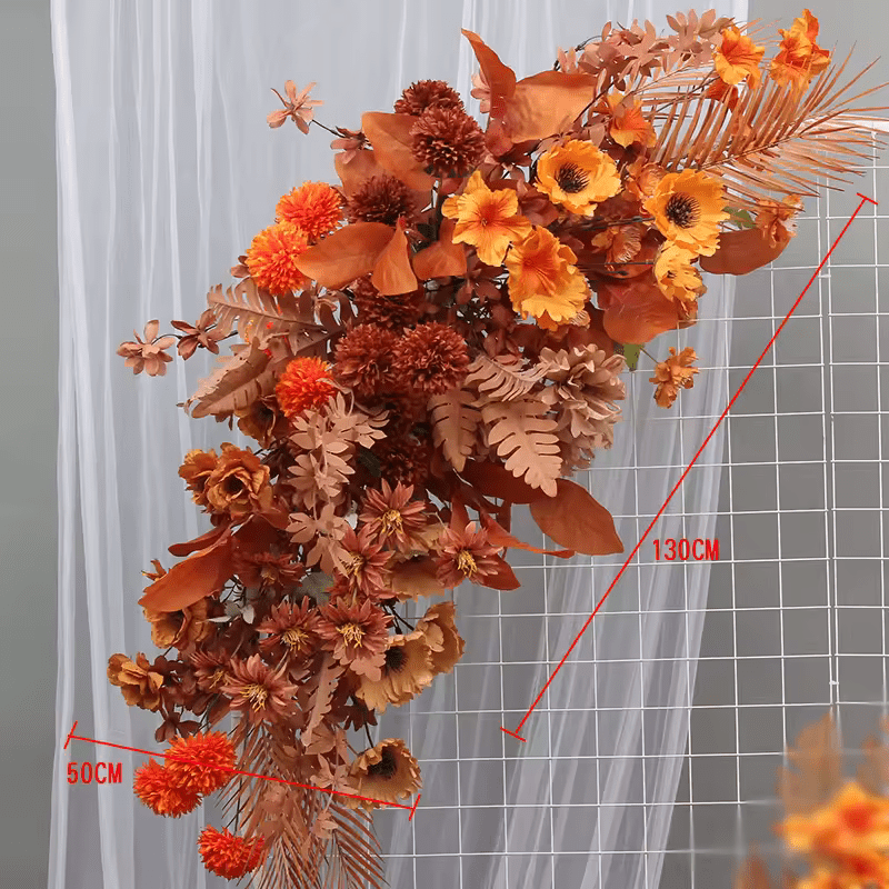 Large Size Orange Coffee Brown Premium SILK Flower Display - The Floral Gallery