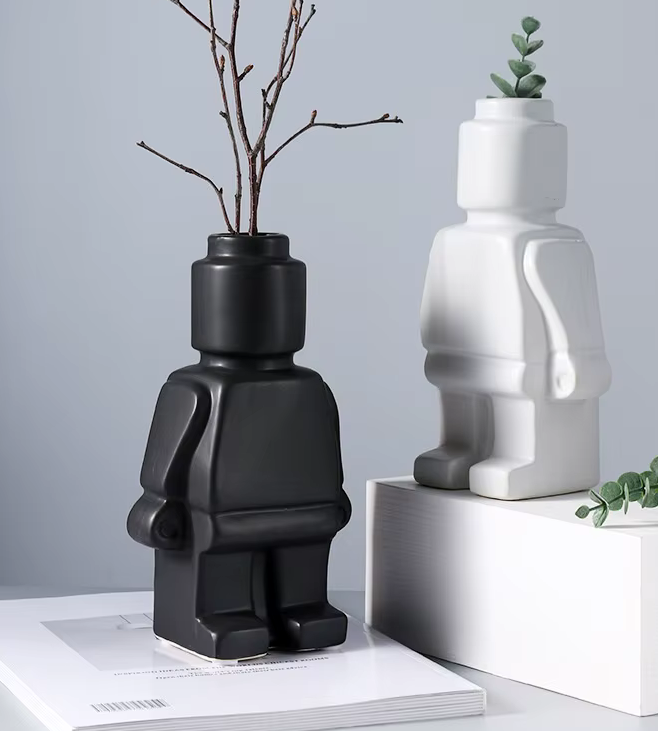 Novelty Lego Man Robot Ceramic Vase