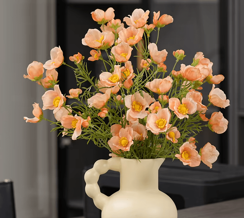 Light Orange SILK Poppies Artifical Flowers Home Decor 2.5ft - The Floral Gallery