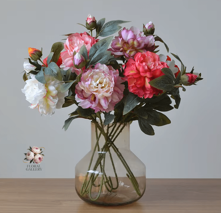 Long Stem Big Head SILK Artificial Peonies - Choice of 5 Colours - The Floral Gallery