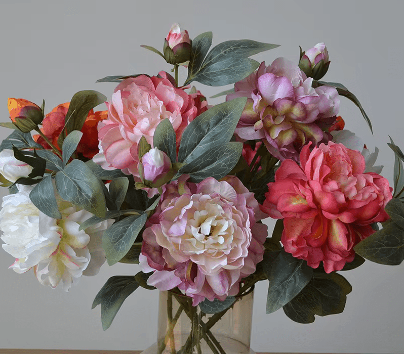 Long Stem Big Head SILK Artificial Peonies - Choice of 5 Colours - The Floral Gallery