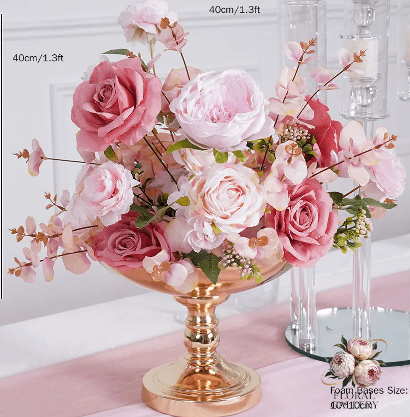Lovely Pink Roses Silk Flower Ball with Optional Stand - The Floral Gallery