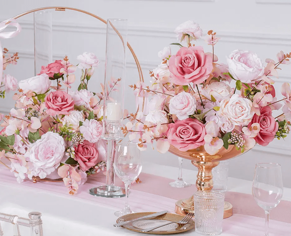 Lovely Pink Roses Silk Flower Ball with Optional Stand - The Floral Gallery