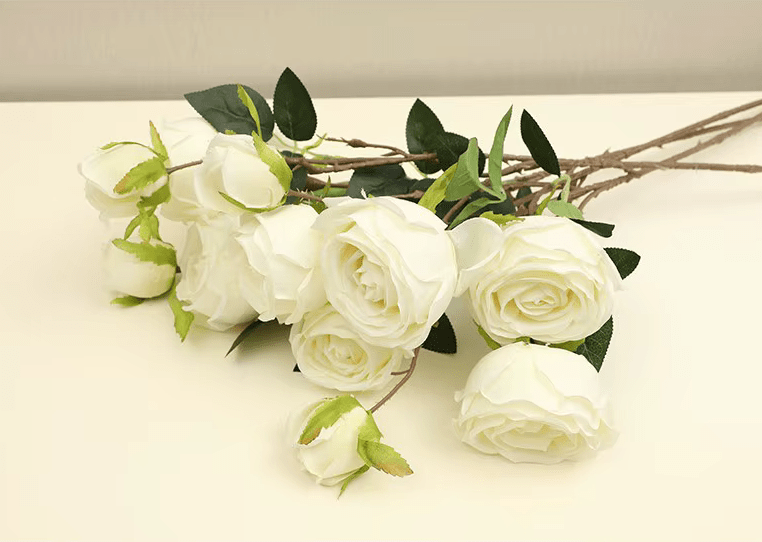 Lovely Pink & White SILK Artifical Roses 3 Branch 64cm - Home Office Decor - The Floral Gallery