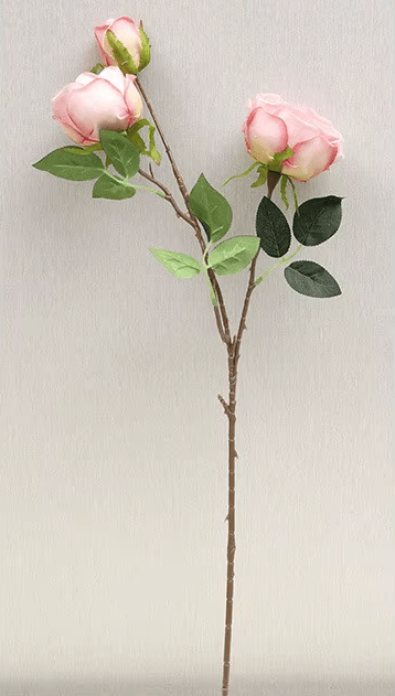 Lovely Pink & White SILK Artifical Roses 3 Branch 64cm - Home Office Decor - The Floral Gallery