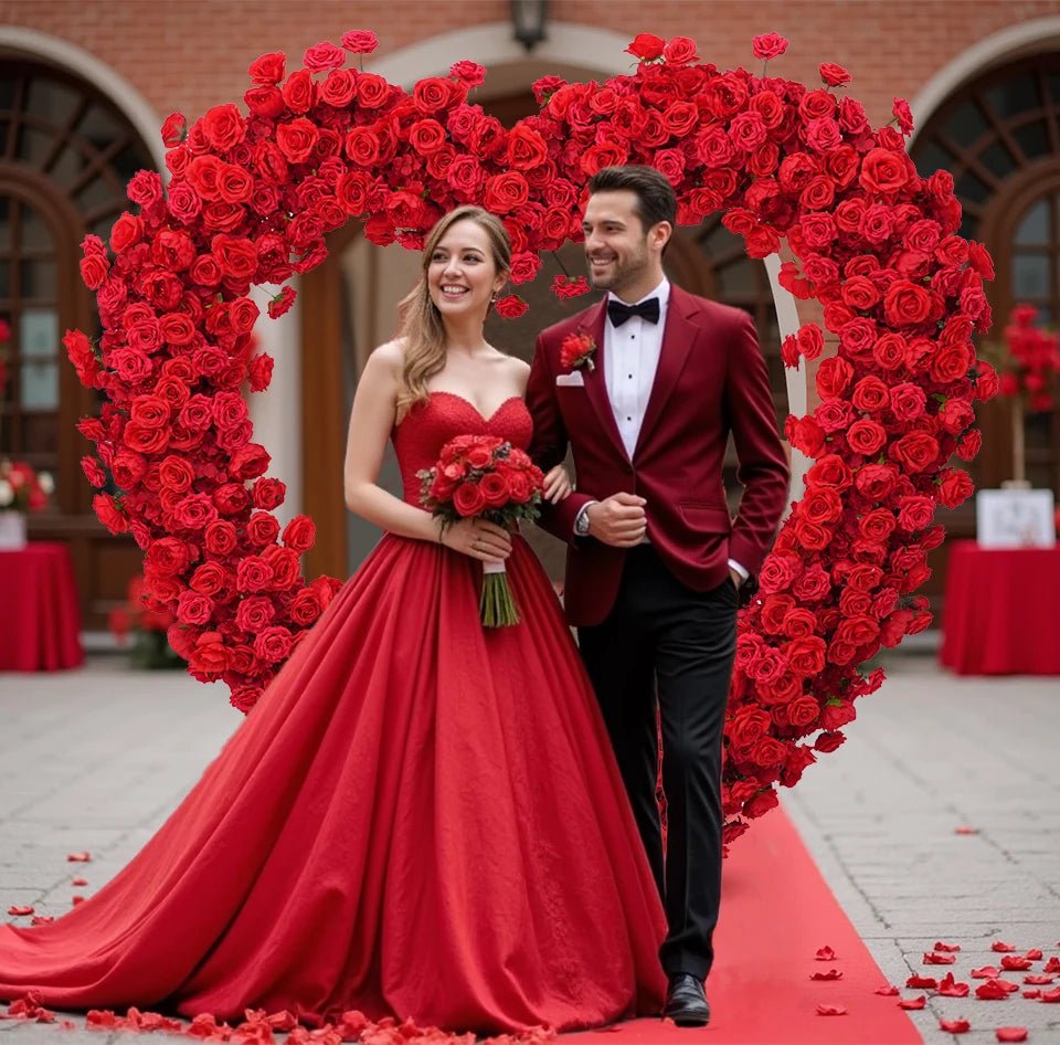 Luxury Red Rose Heart 8ft with Choice of Colours & Stand - The Floral Gallery