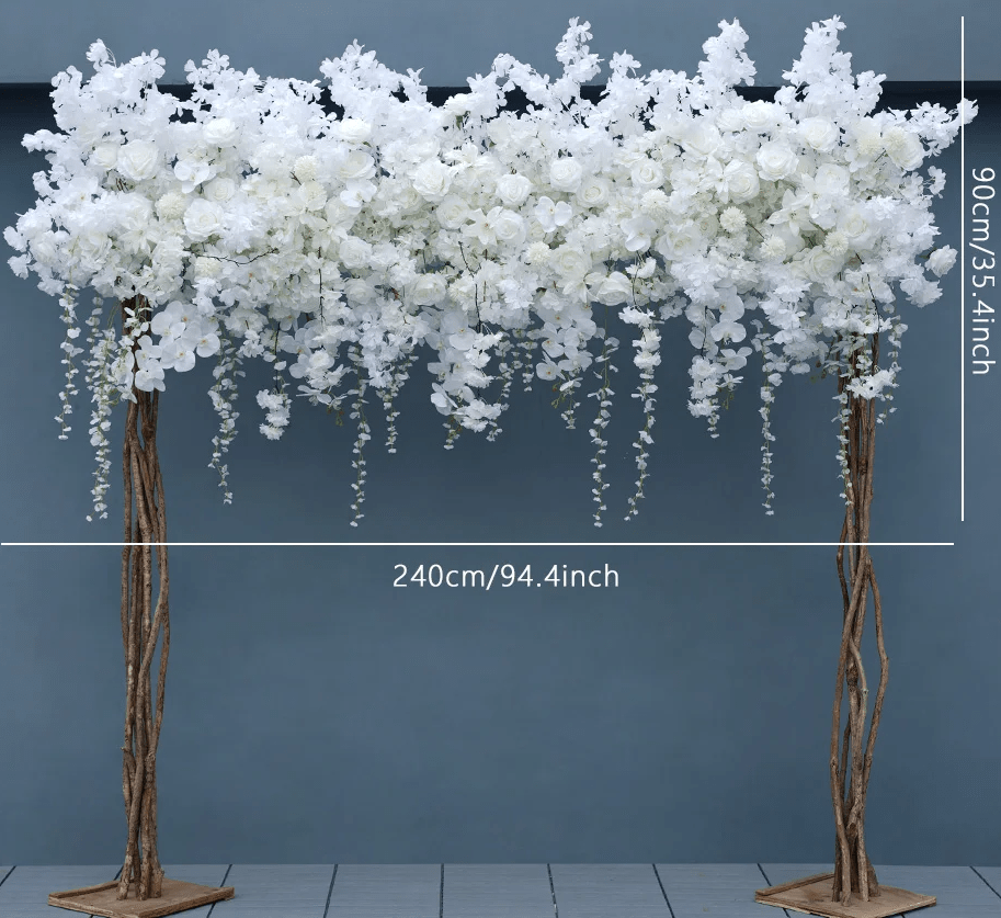 Luxury Silk Flower Hanging White Wisteria 8ft Row Wedding Venue - The Floral Gallery