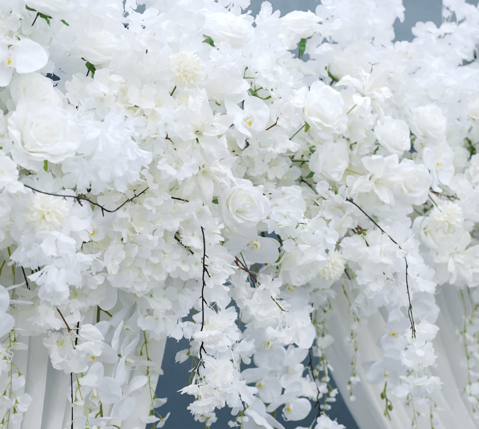 Luxury Silk Flower Hanging White Wisteria 8ft Row Wedding Venue - The Floral Gallery