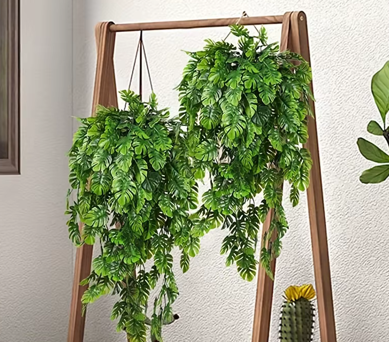 Hanging Monstera Artificial Outdoor Plants x 2
