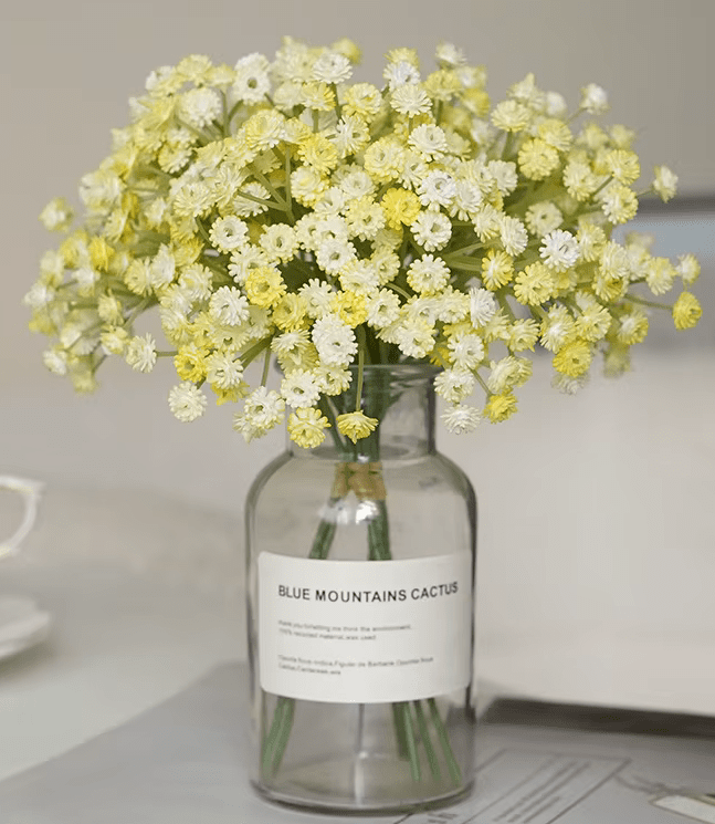 Pale Yellow & Cream Baby's Breath Gypsophila Bunch Artificial Flowers - The Floral Gallery