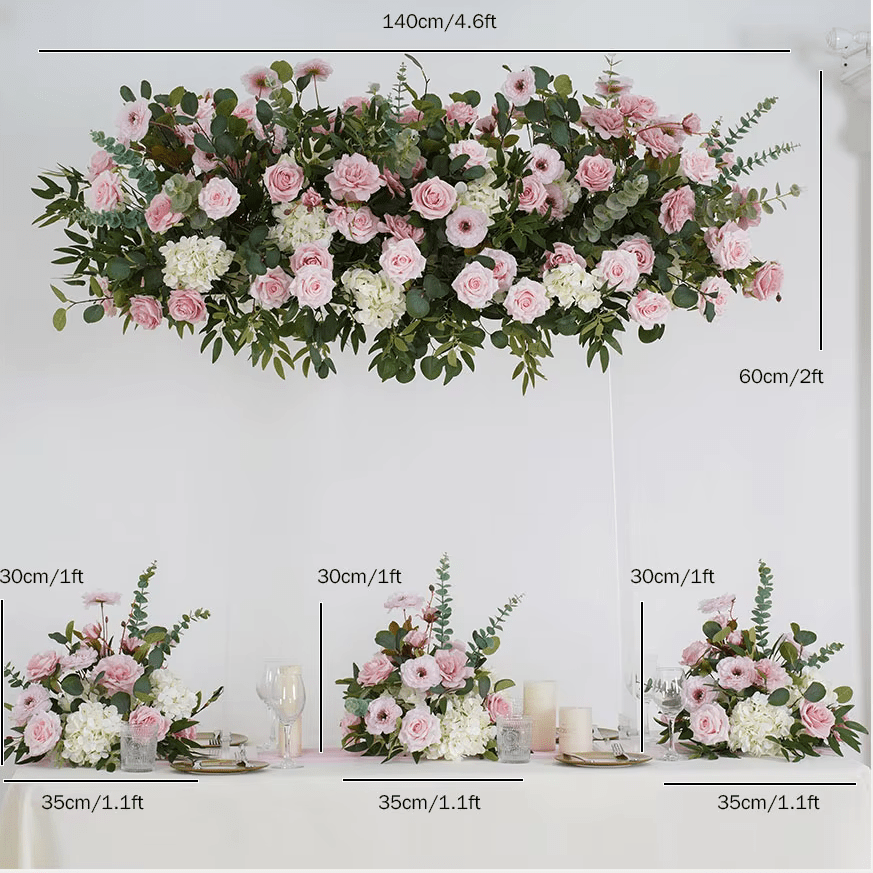 Pink Rose & Willow Leaf SILK Flowers & Table Display with Stand - The Floral Gallery