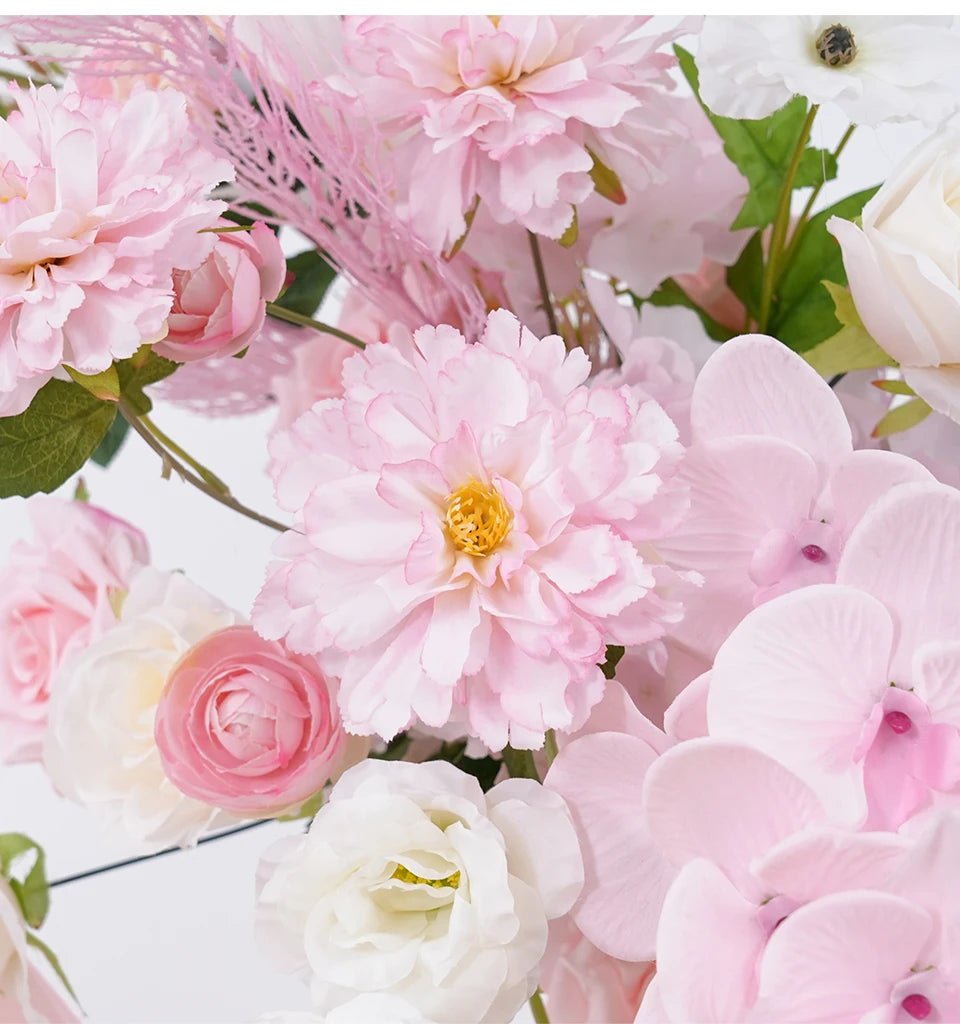 Pink & White Silk Flowers & Mist Grass Table or Display Wedding or Home - The Floral Gallery