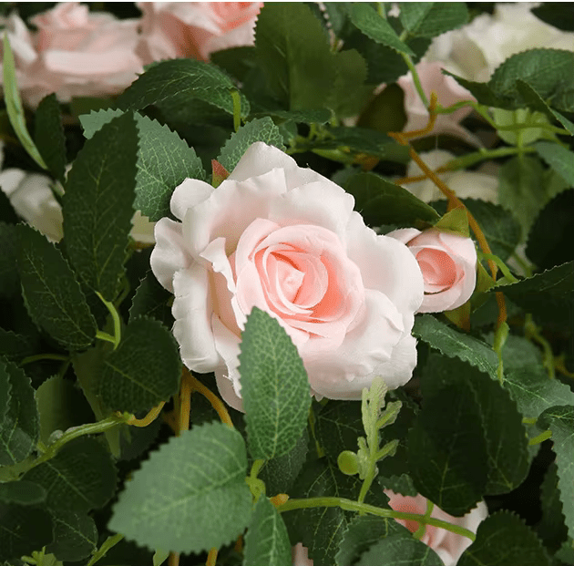 Premium Rattan Vine & SILK Roses Hanging Flowers 66cm Stem - The Floral Gallery