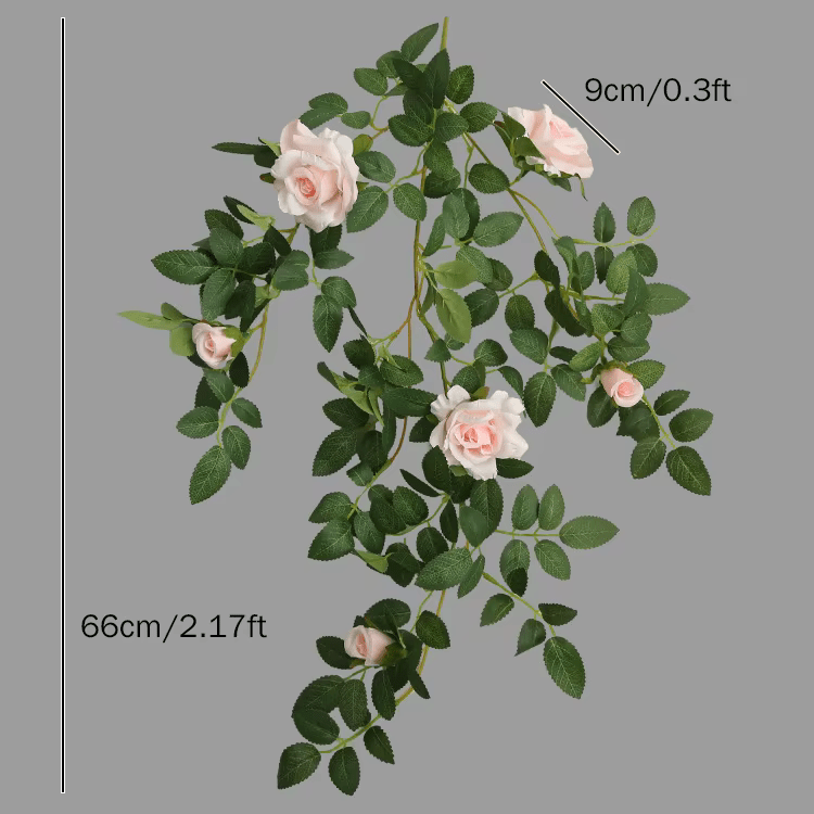 Premium Rattan Vine & SILK Roses Hanging Flowers 66cm Stem - The Floral Gallery