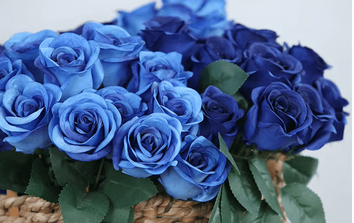 Premium SILK 12 Heads BLUE ROSES 40cm Stem Artificial Flowers - The Floral Gallery
