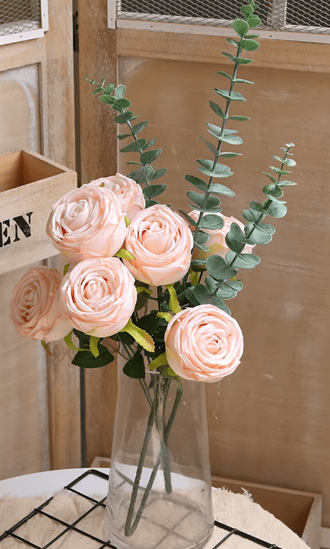 Premium SILK 9 Heads ROSES 50cm Stem - Pink Red, Purple Peach & White - The Floral Gallery