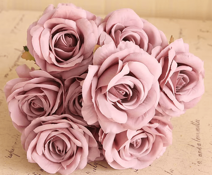 Premium SILK Artifical Roses 10 Heads 50cm Stem - Pink Red & Peach - The Floral Gallery