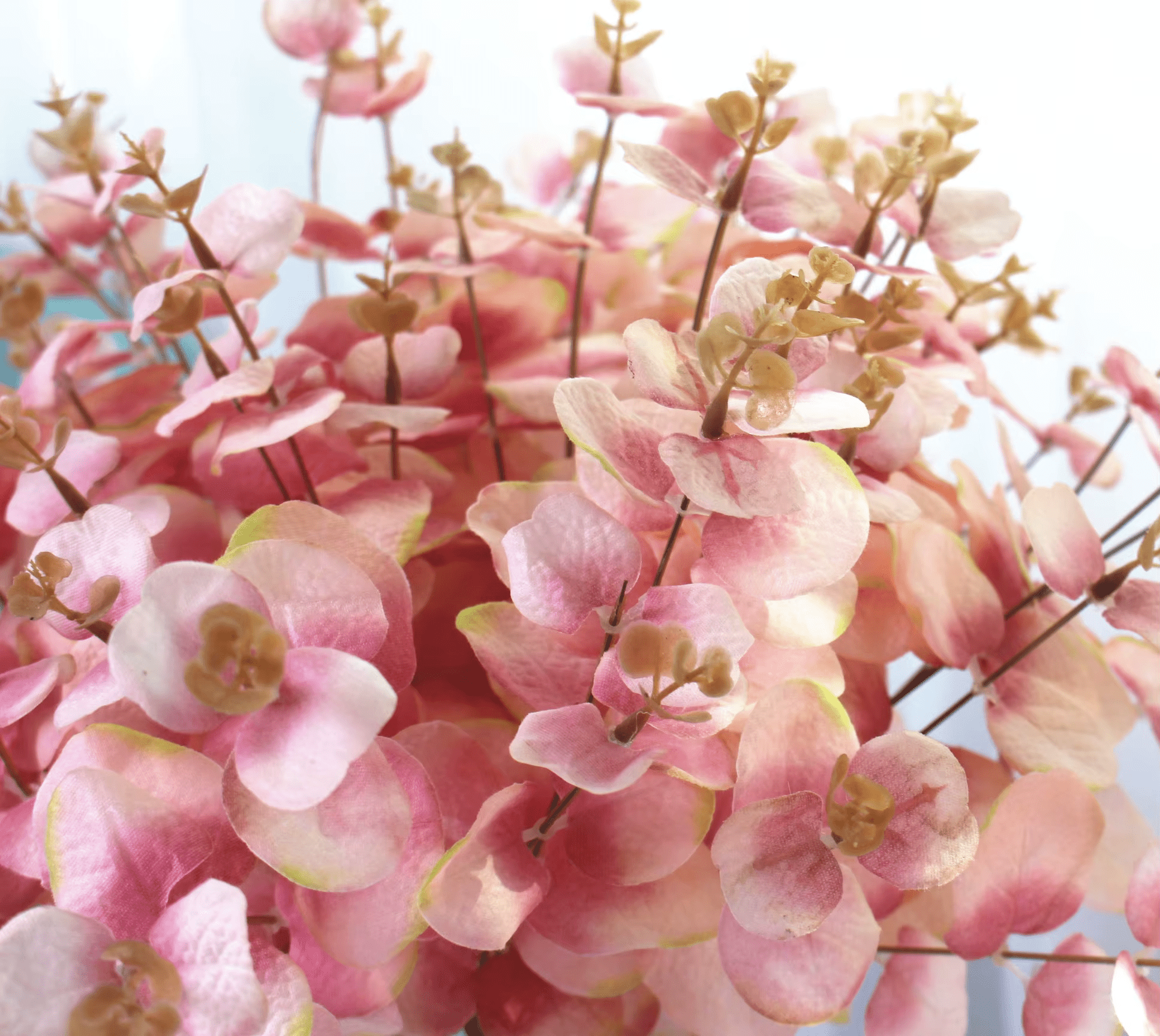 Premium SILK Eucalyptus Leaf Artificial Plant, Black Red & Pink - The Floral Gallery