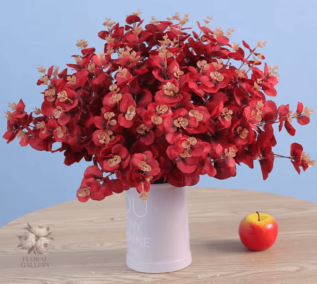 Premium SILK Eucalyptus Leaf Artificial Plant, Black Red & Pink - The Floral Gallery