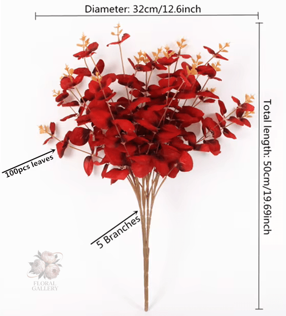 Premium SILK Eucalyptus Leaf Artificial Plant, Black Red & Pink - The Floral Gallery